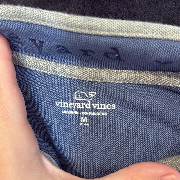 Vineyard Vines Boys 10-12 1/4 Zip Pullover Gray Blue Whale Logo Size M - Picture 7 of 7